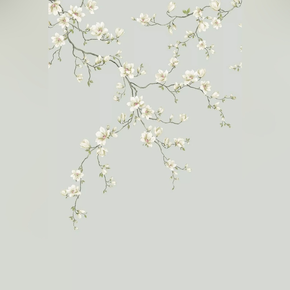 Anthropologie Ash Miyabi Bloom Unpasted 3 Panel Floral Light Blue Mural NWOT